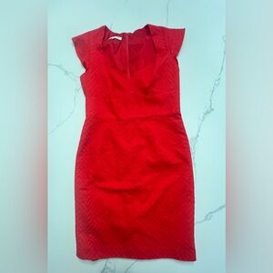 Evan Picone Red Flutter Sleeve Lined Sheath Dress